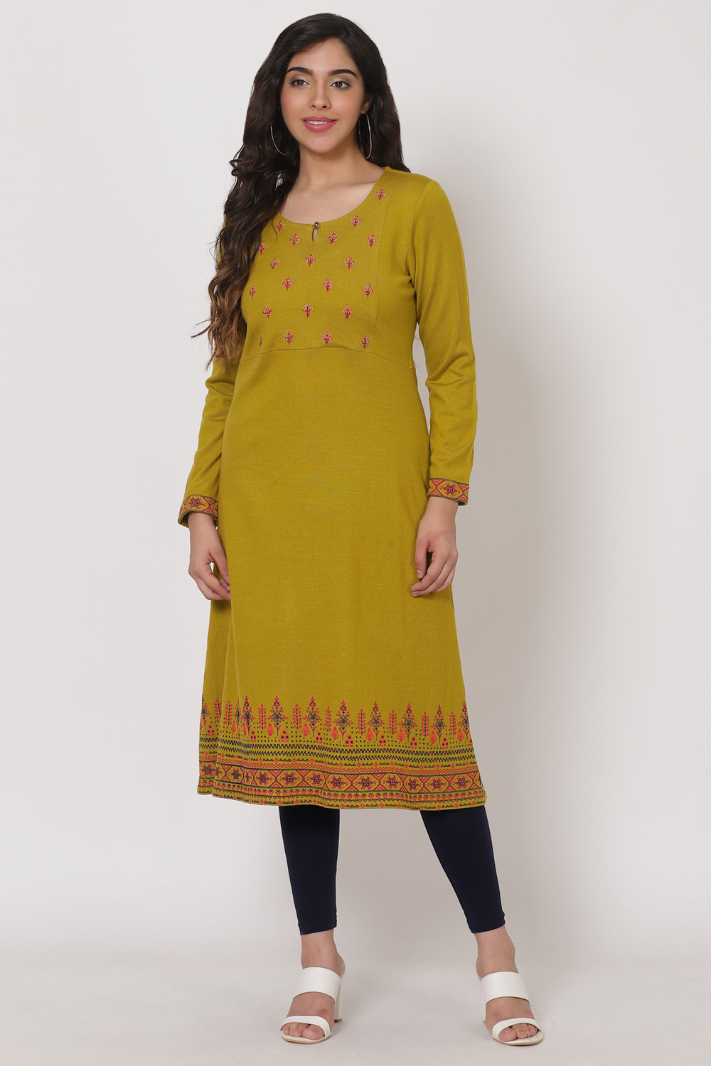 Olive Green Acrylic Kurta image number 2