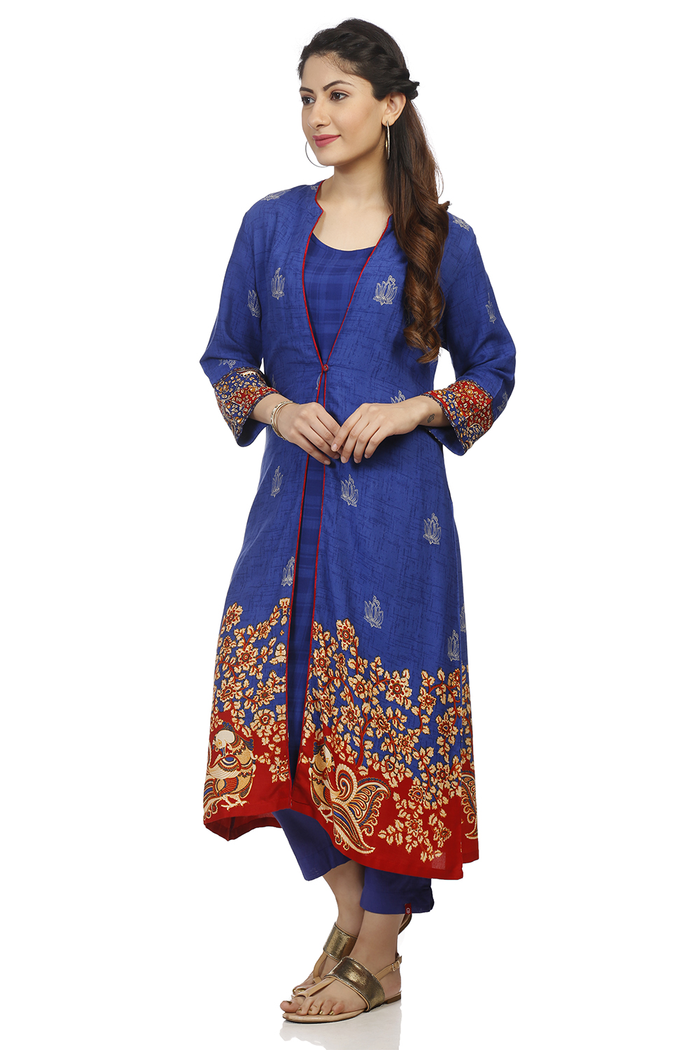 Blue Front Open Viscose Kurta image number 3