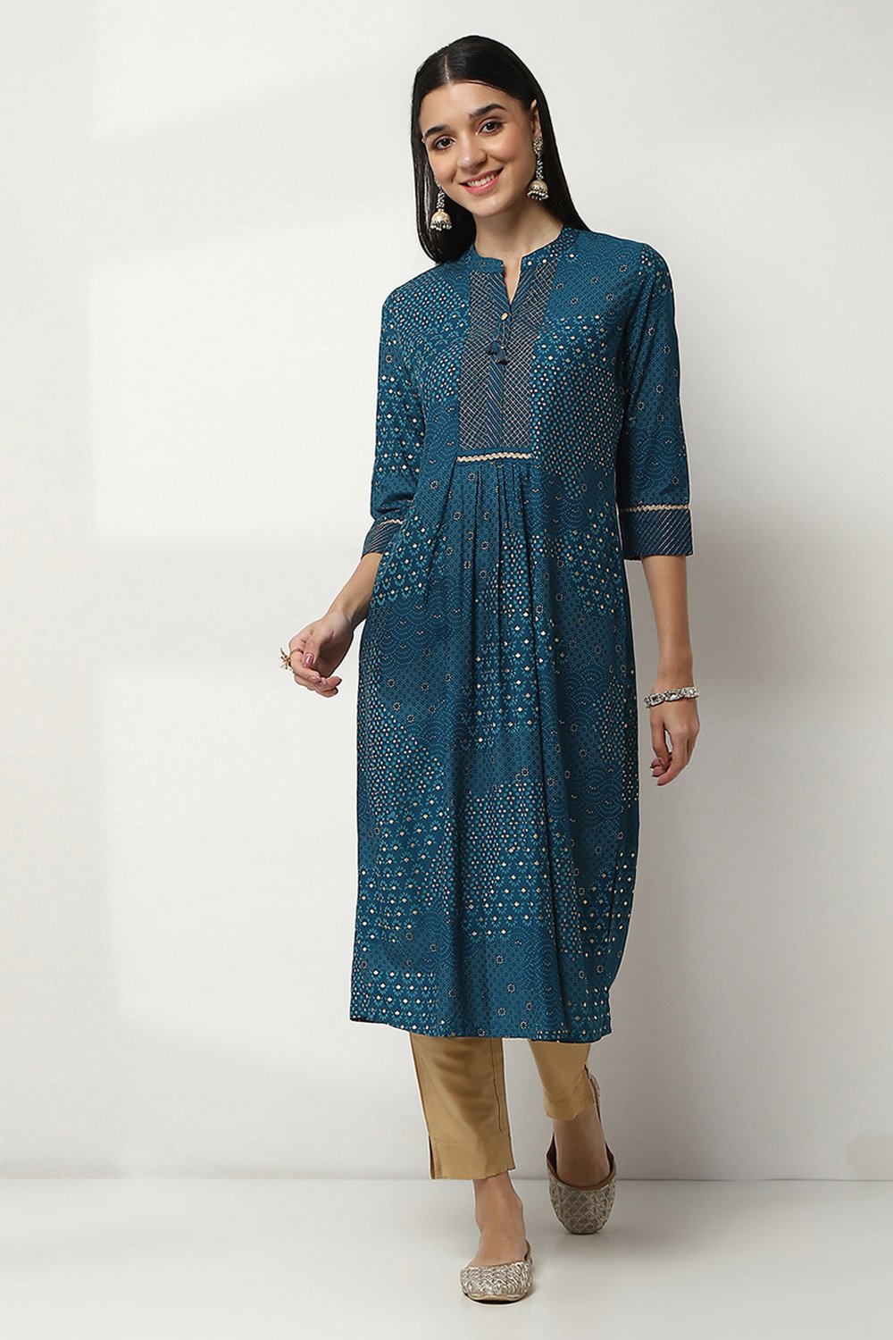 Red Viscose Printed Straight Kurta image number 5