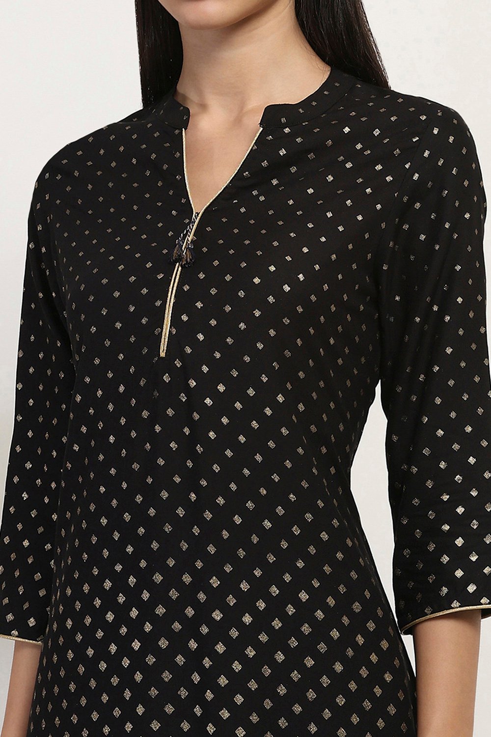 Black Viscose Straight Kurta image number 1