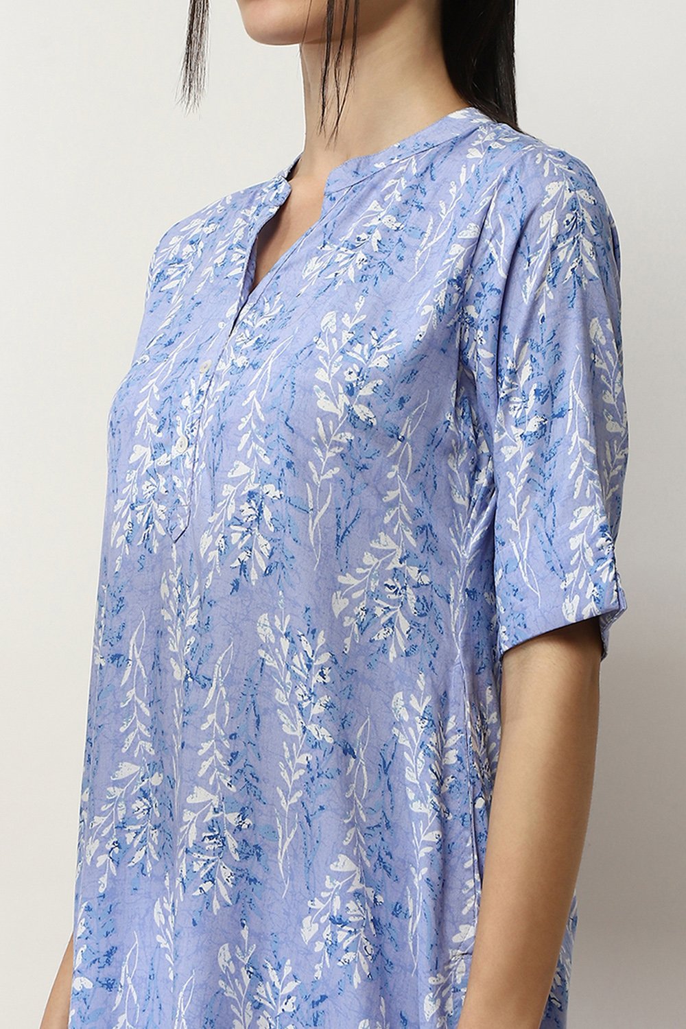 Lilac Printed Straight Kurta image number 1