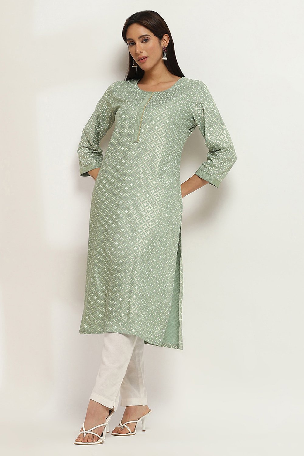 Peach Viscose Straight Kurta image number 0