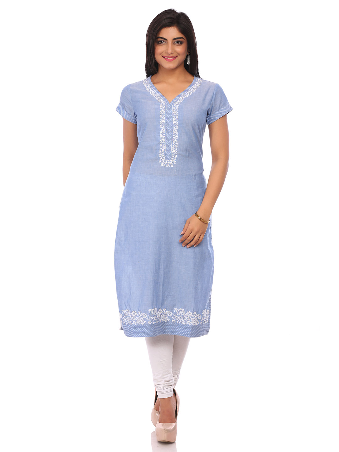 Blue Cotton Straight Kurta image number 0