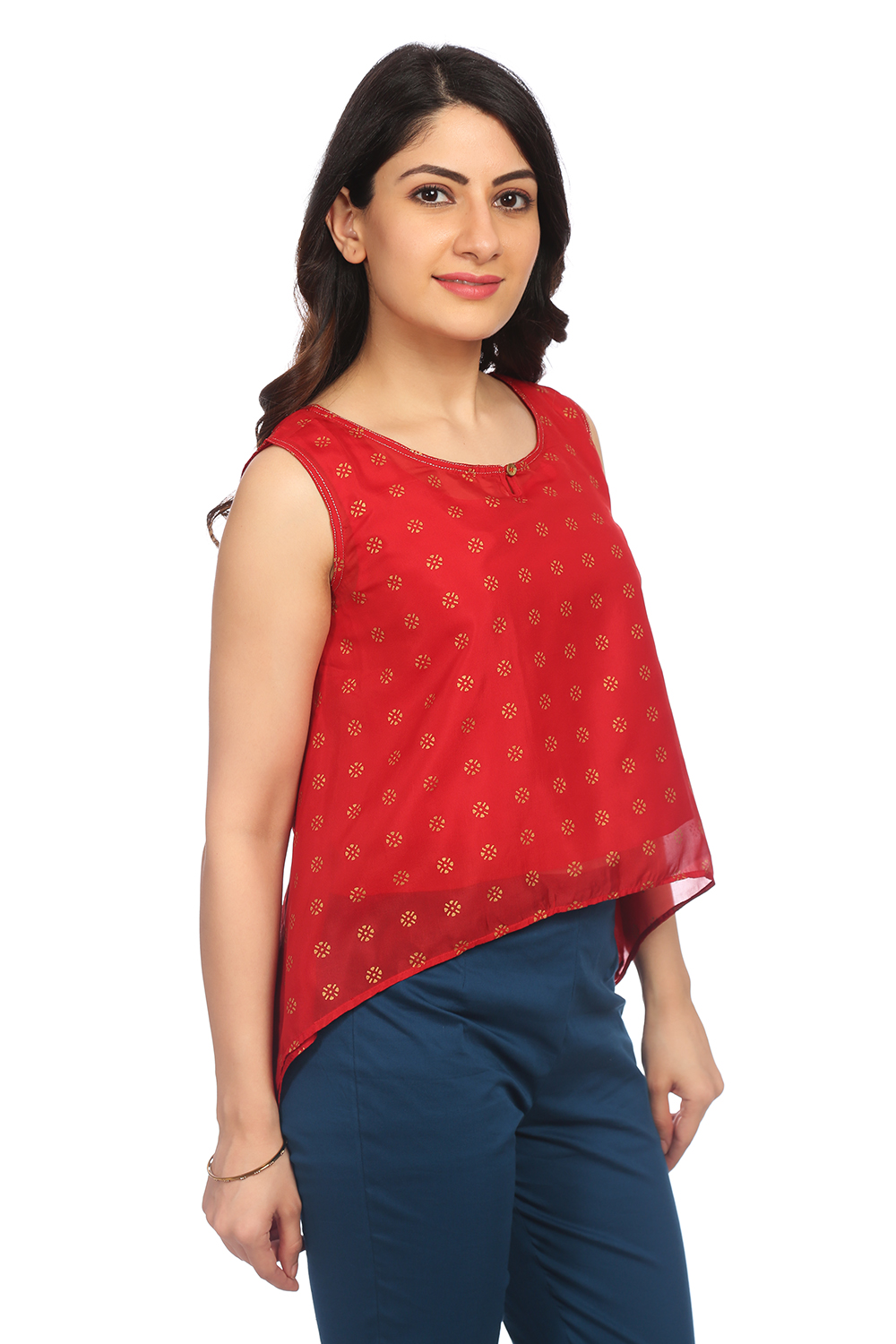Red Poly Cotton Indie Top image number 2