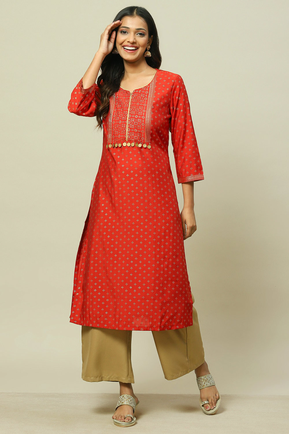 Green LIVA Straight Kurta image number 5