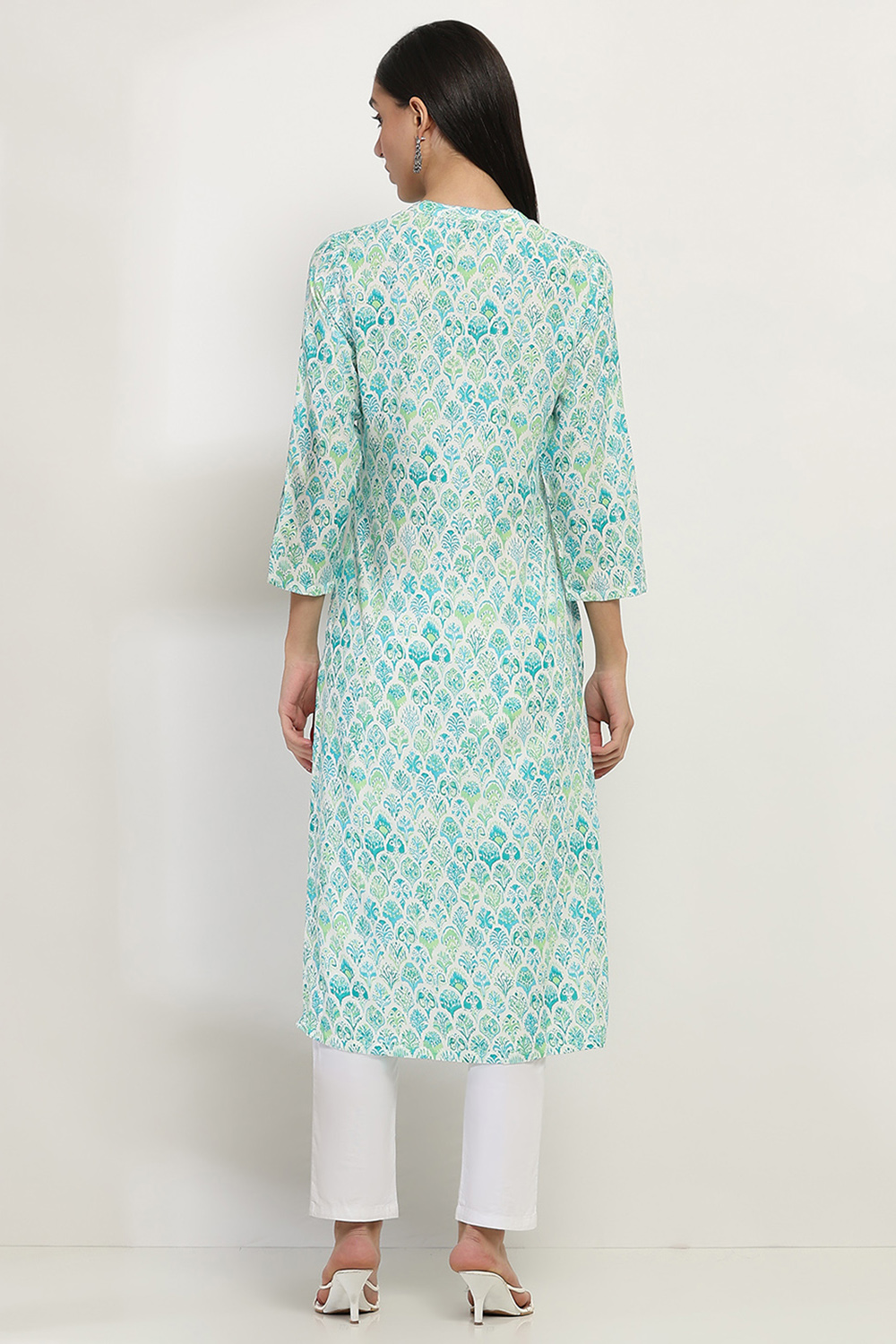 Sea Green Viscose Straight Kurta image number 3