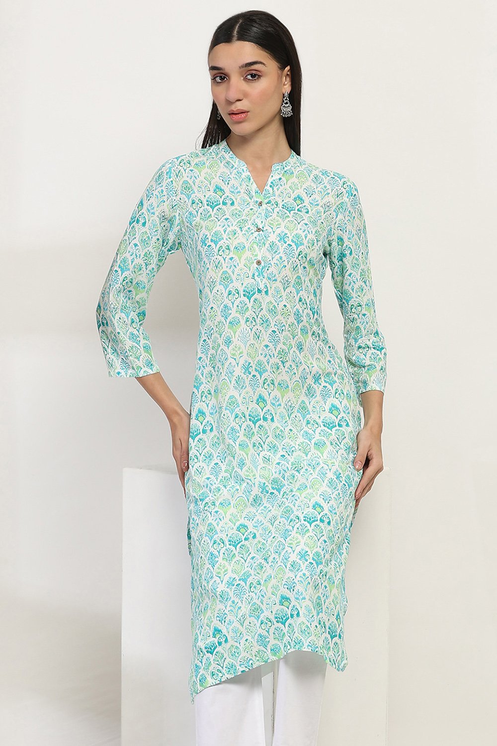 Sea Green Viscose Straight Kurta image number 6