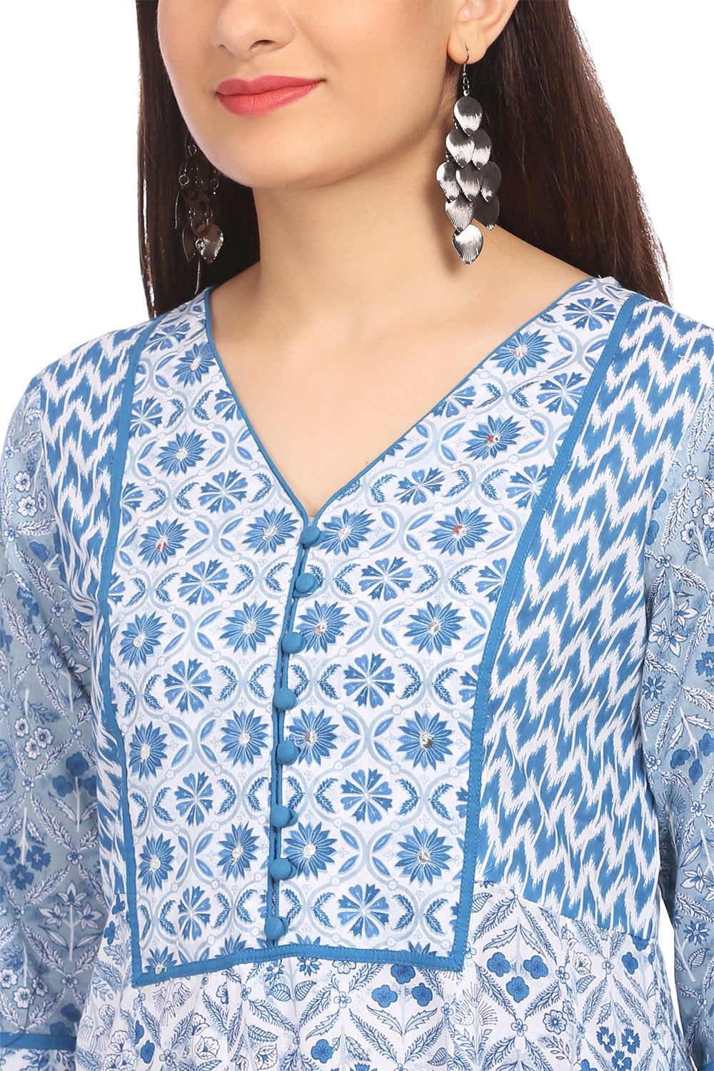 Light-Blue Cambric Kalidar Kurta image number 1