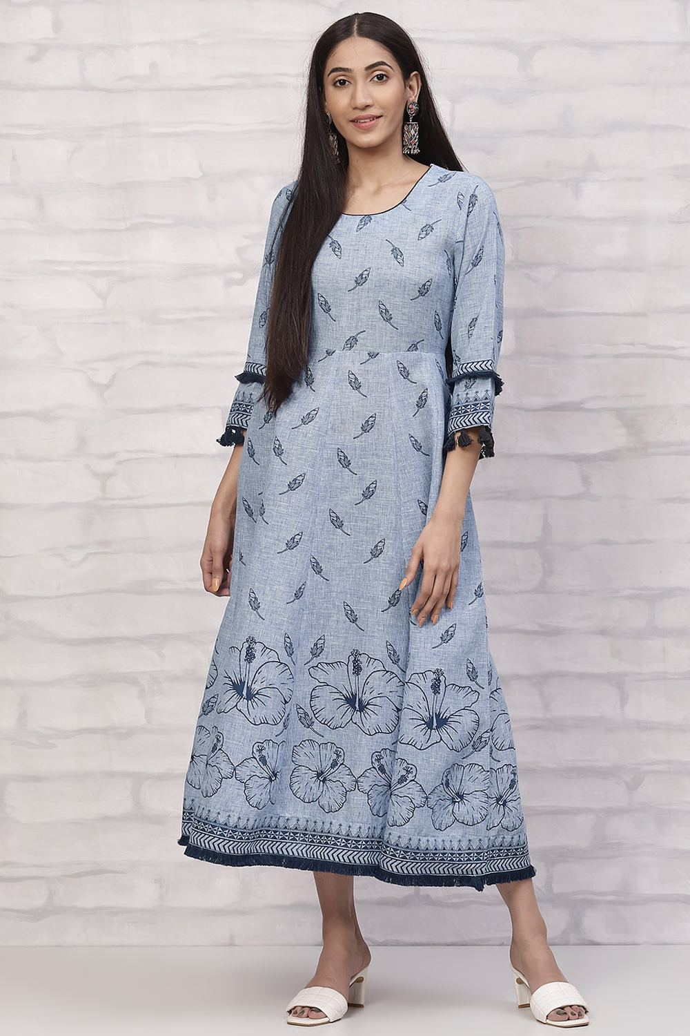 Blue Art Silk Kalidar Kurta image number 0