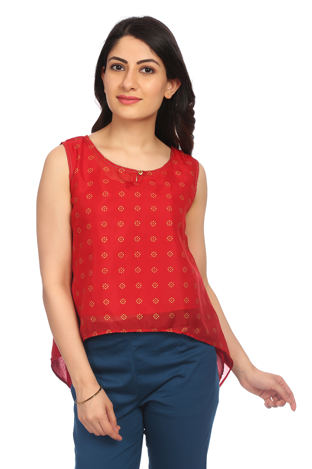 Red Poly Cotton Indie Top image number 0