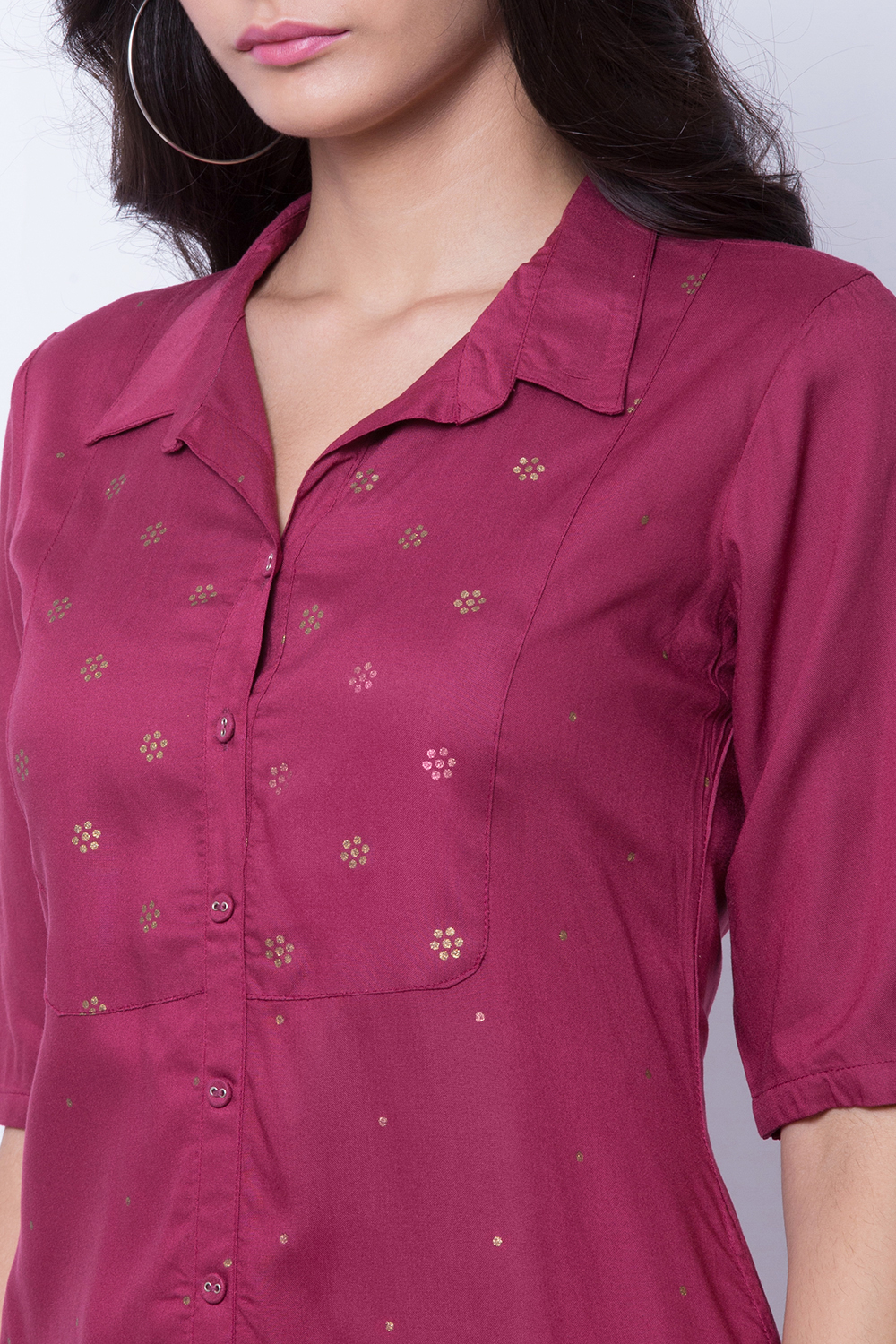 Dusky Pink Rayon A Line Kurta image number 1