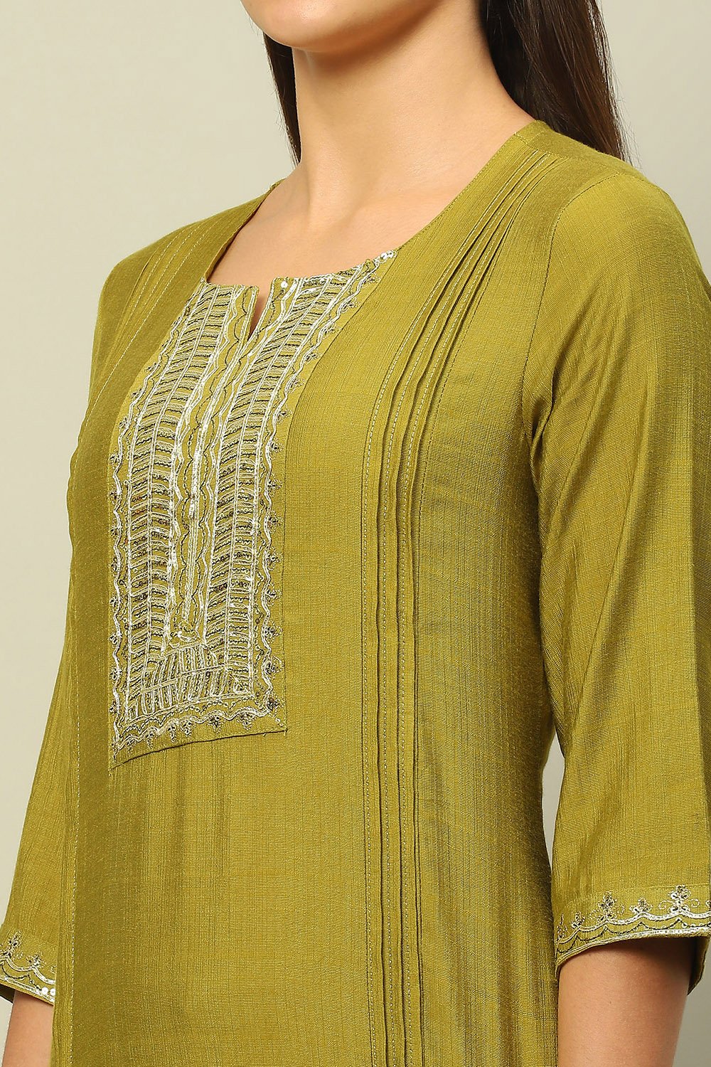 Green Viscose Blend Straight Kurta image number 1