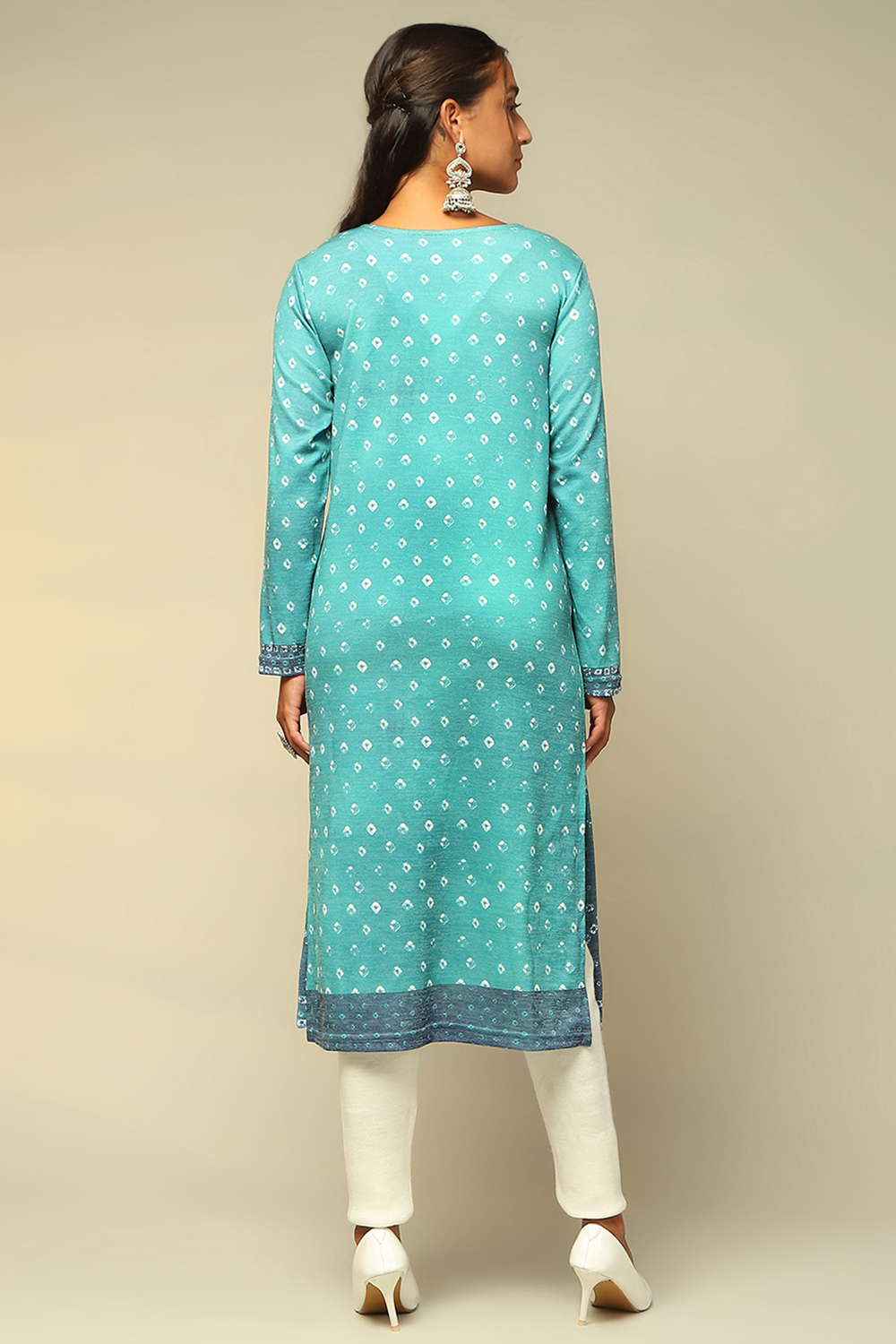 Green Acrylic Printed Straight Kurta image number 3