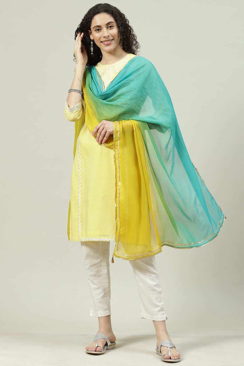 Green Art Silk Dupatta image number 0