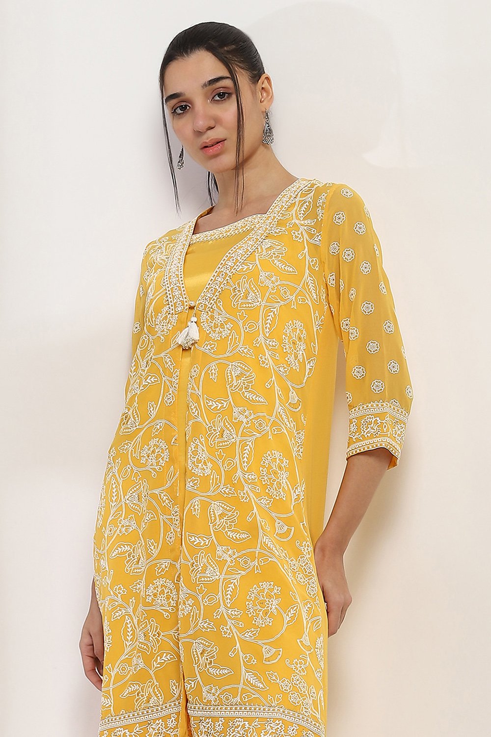 Mustard Polyester Front Open Kurta image number 7