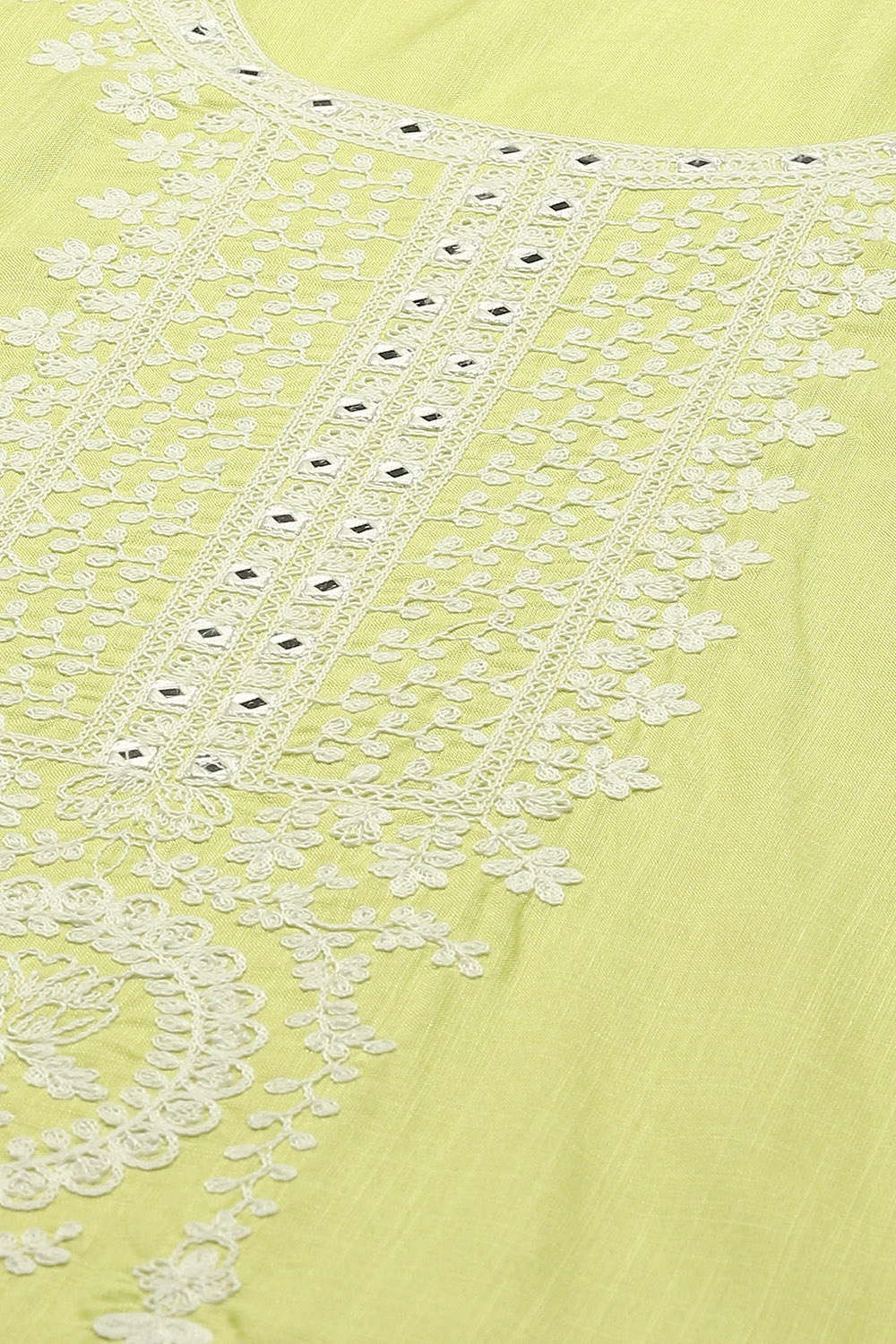 Lime Green Embroidered Straight Kurta image number 1