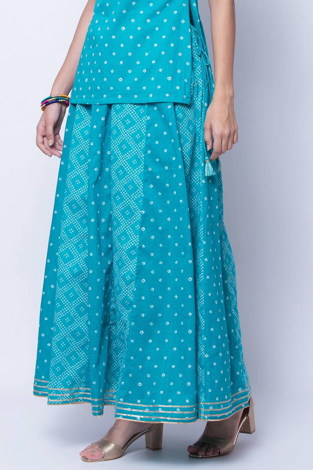 Turquoise Cotton Skirt image number 3