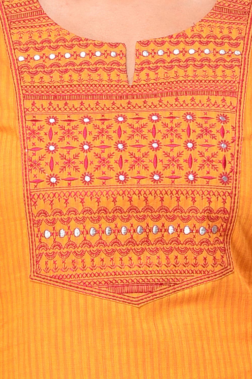 Yellow Straight Cotton Kurta image number 4