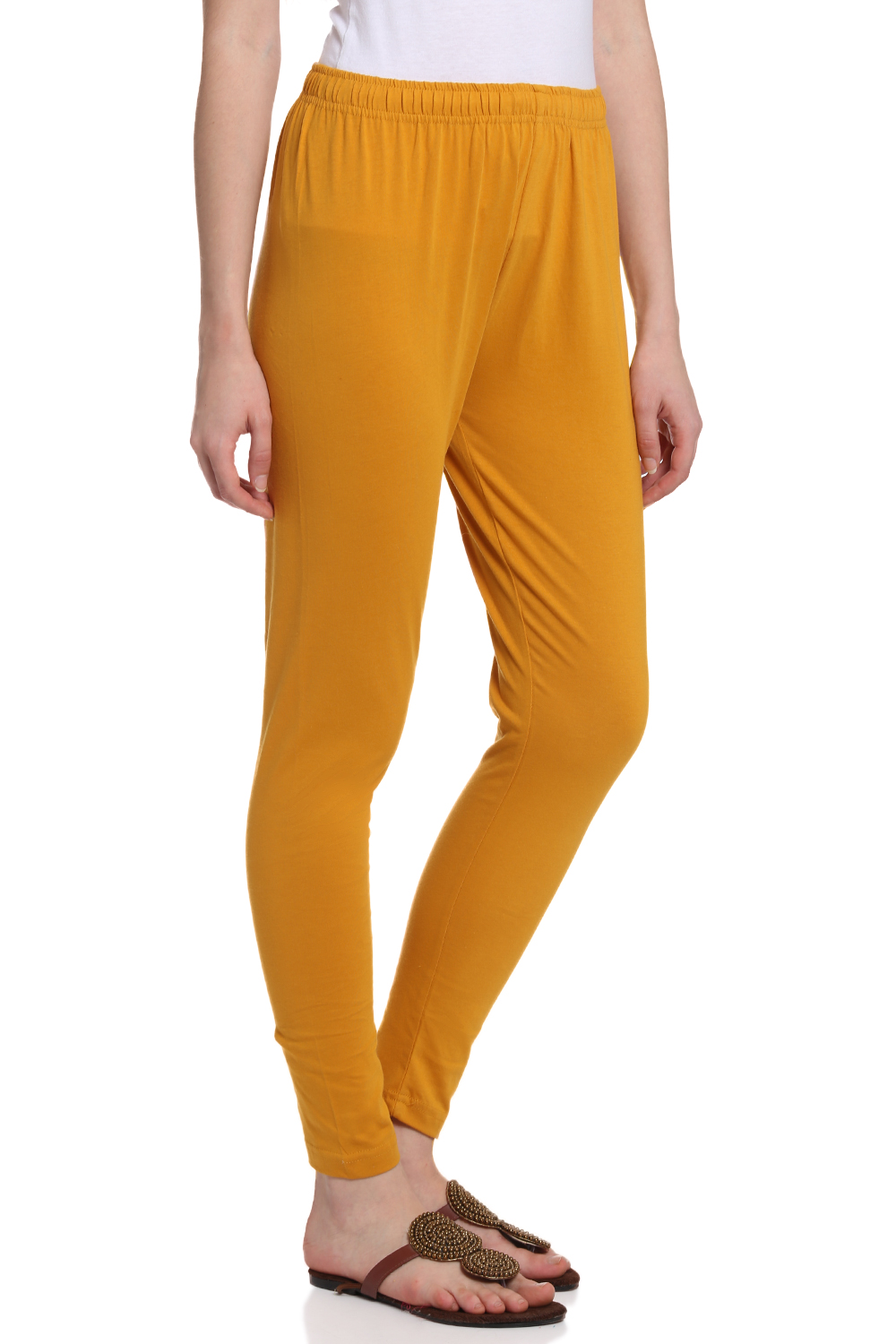 Mustard Cotton Leggings image number 3