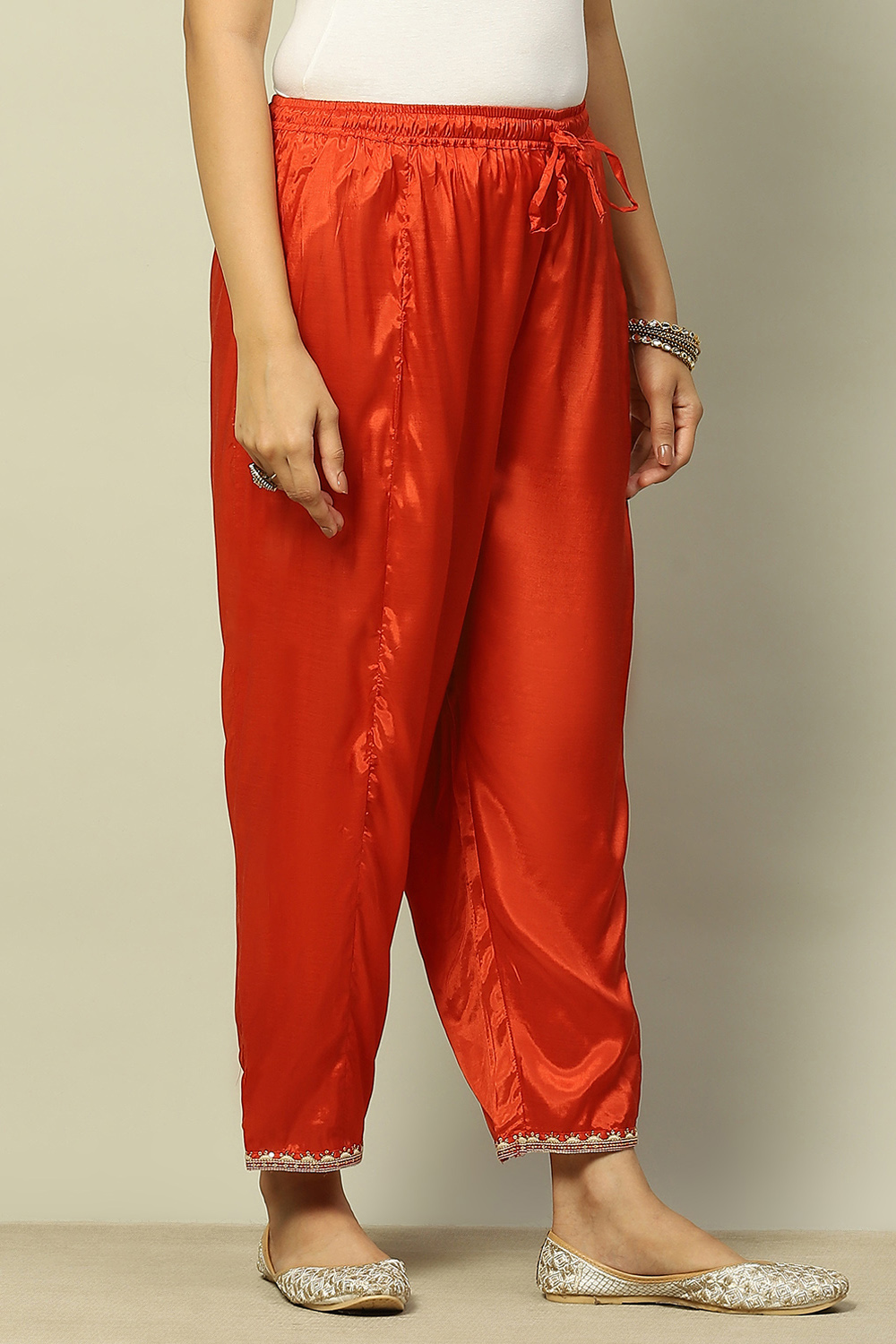 Rust Viscose Shantoon Solid Ankle Length Palazzo image number 3