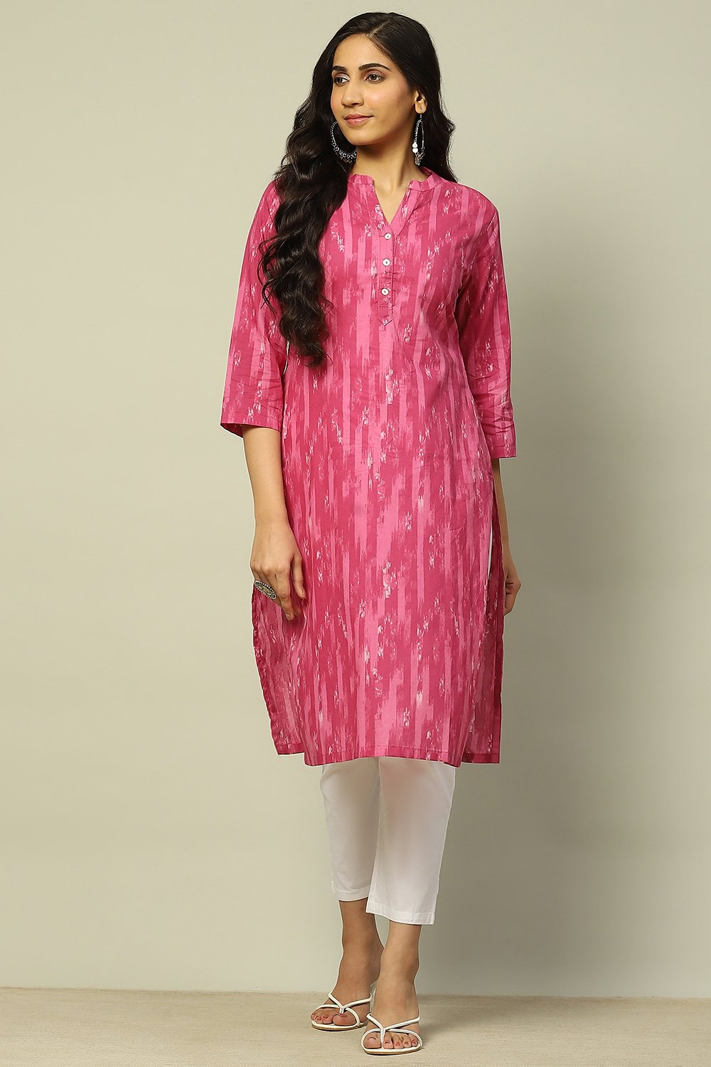 Green Cotton Printed Straight Kurta image number 5