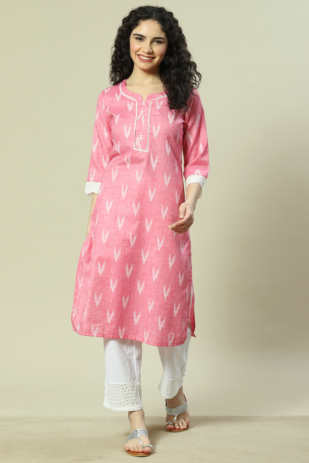 Pink Viscose Blend Straight Kurta image number 5