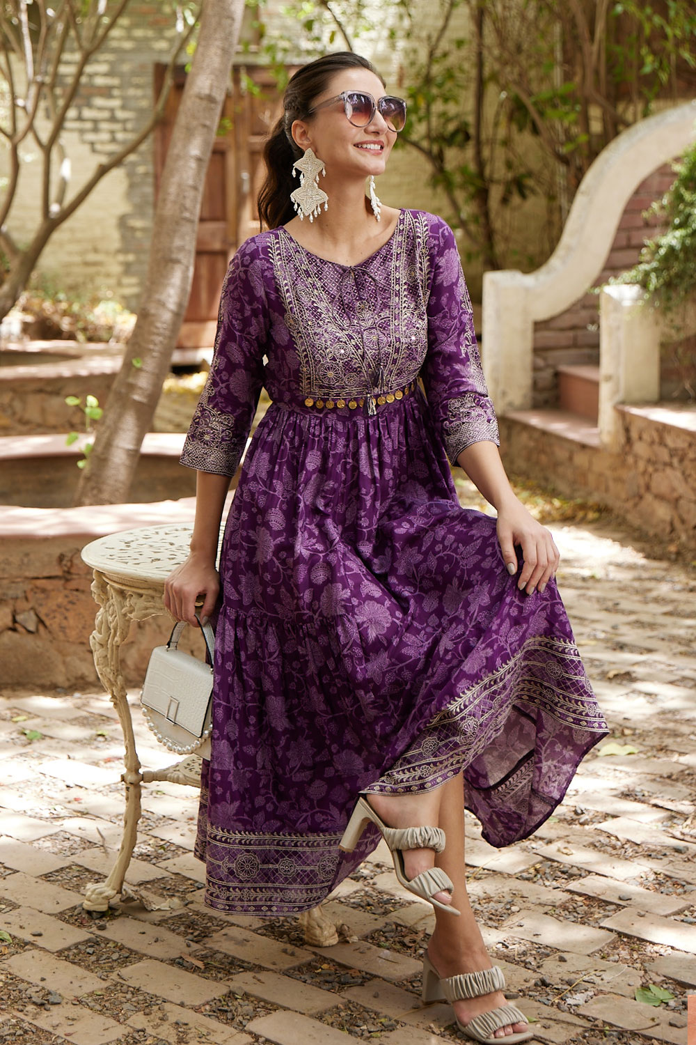 Purple LIVA Tiered Dress image number 0