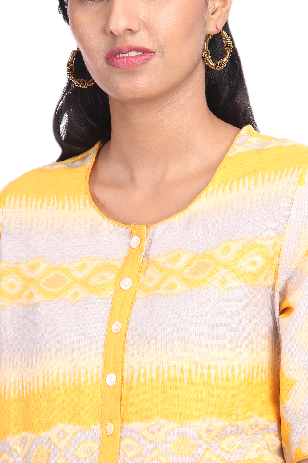 Yellow Poly Cotton Straight Kurta image number 1