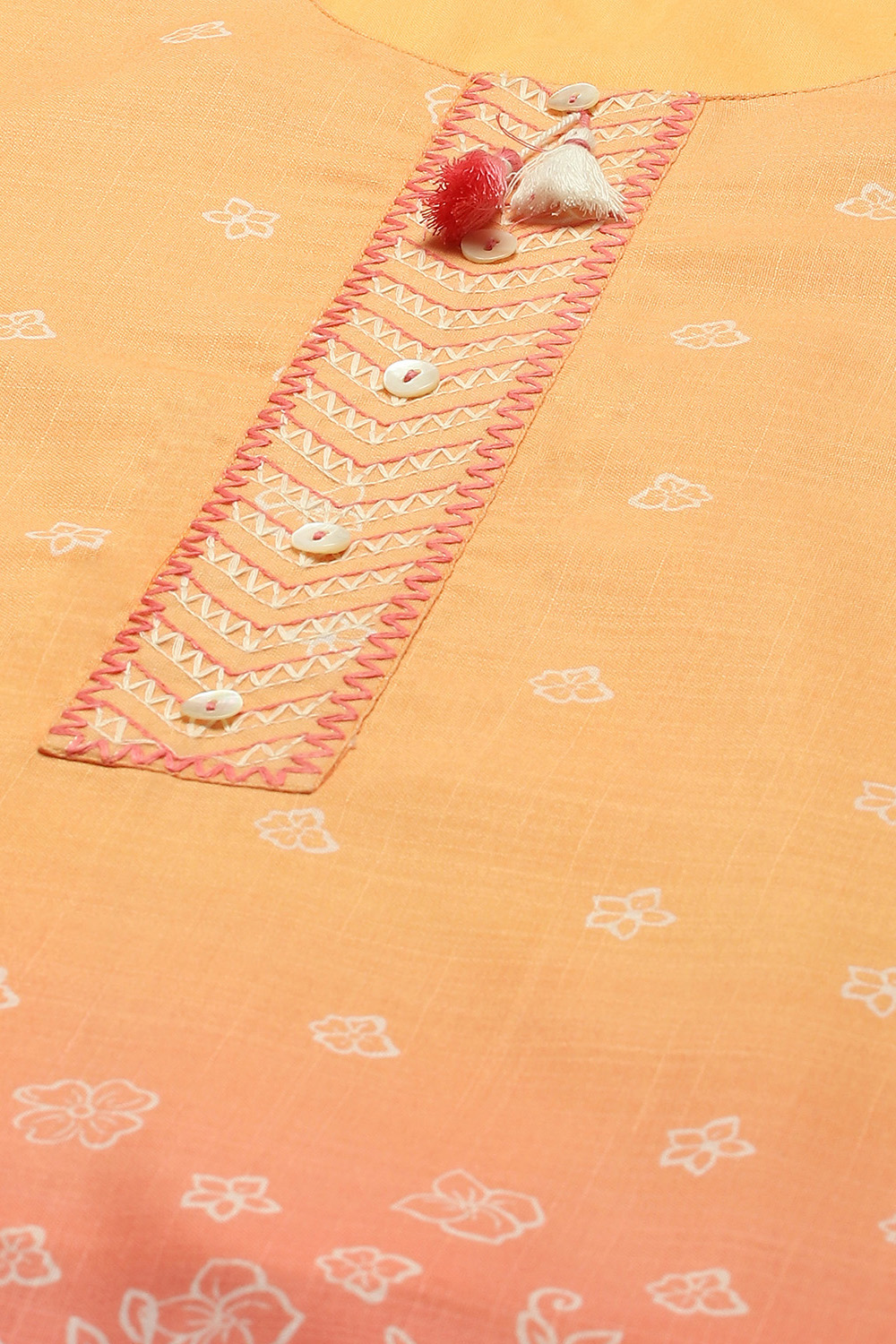 Orange Pink Ombre Printed Straight Kurta Set image number 1