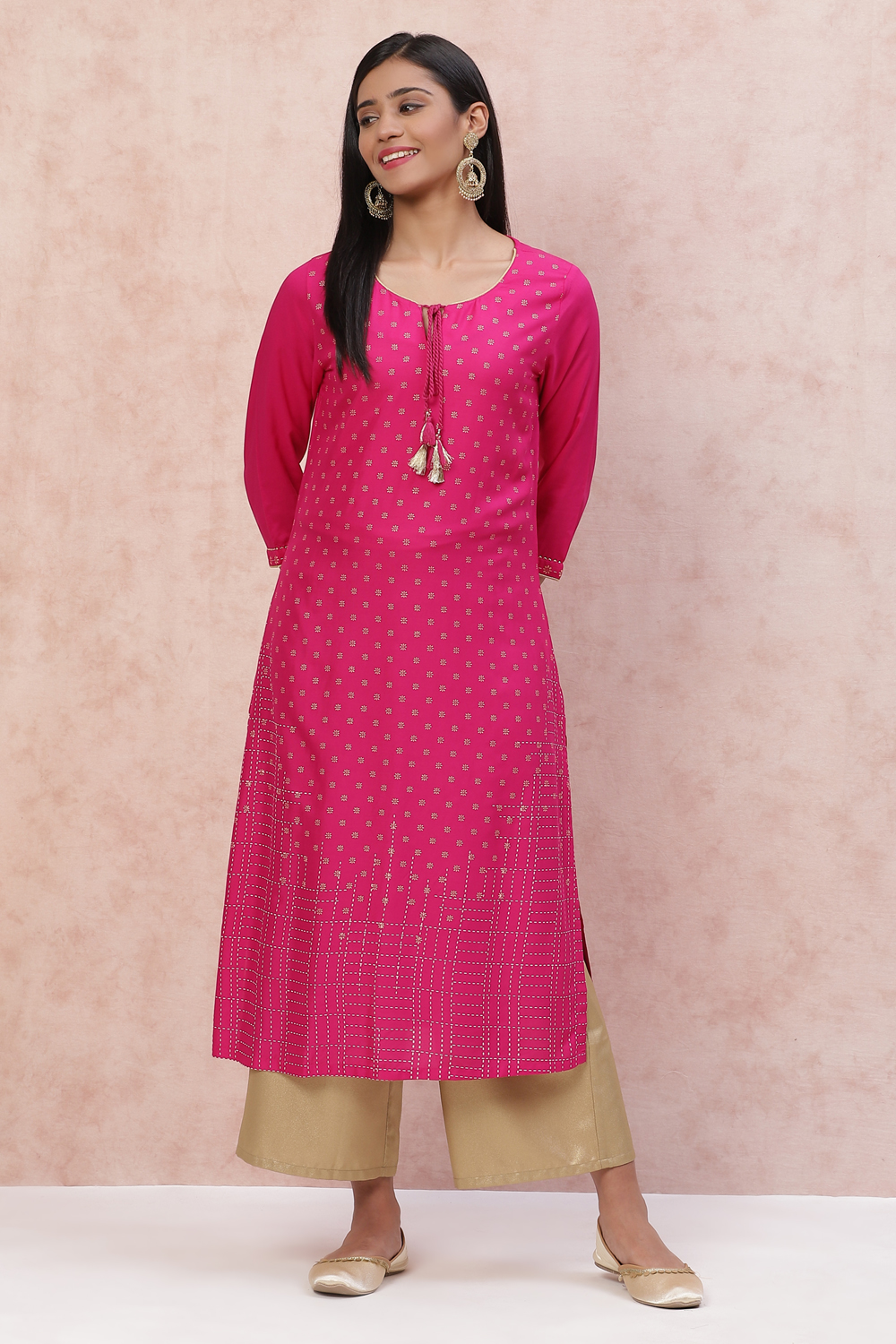 Pink Viscose Rayon Straight Kurta image number 2