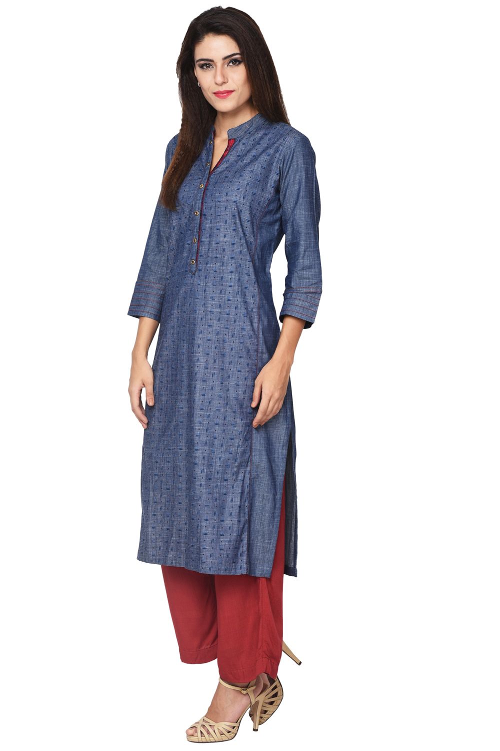 Indigo Straight Cotton Kurta image number 1