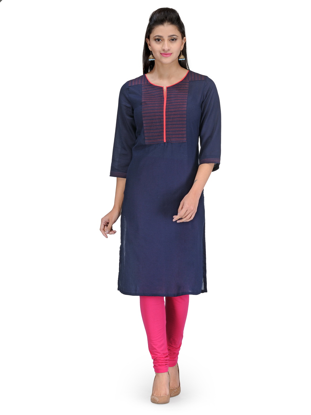 Blue Cotton Straight Kurta image number 0