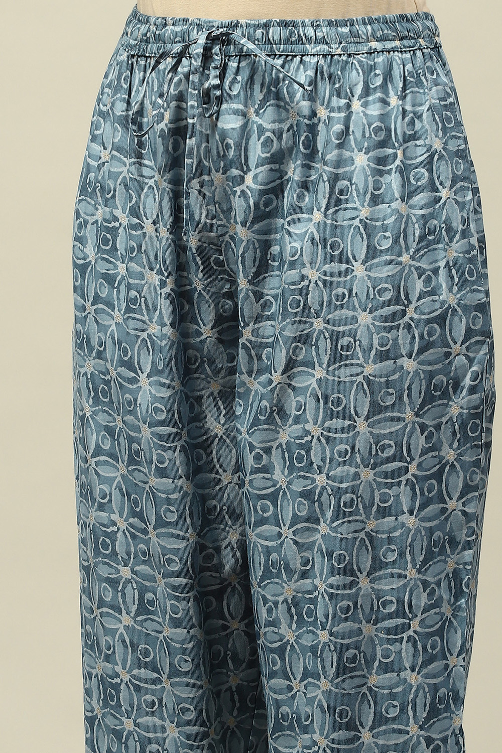 Blue Viscose Blend Straight Printed Co-ord Set image number 2