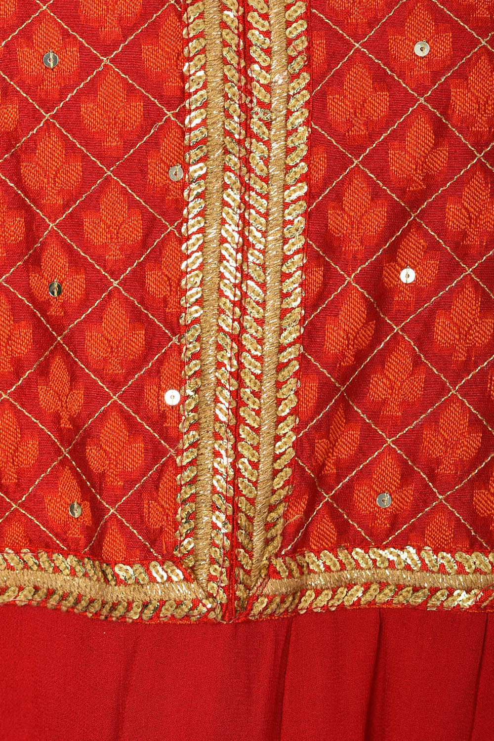 Red Anarkali Poly Cotton Suit Set image number 7