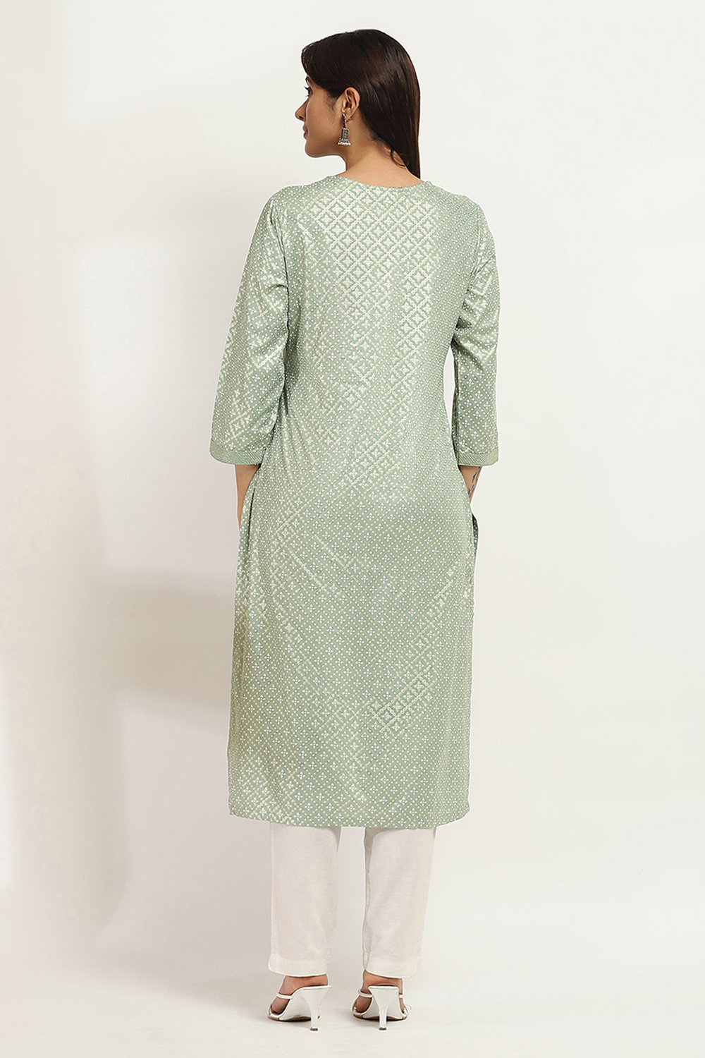 Peach Viscose Straight Kurta image number 3