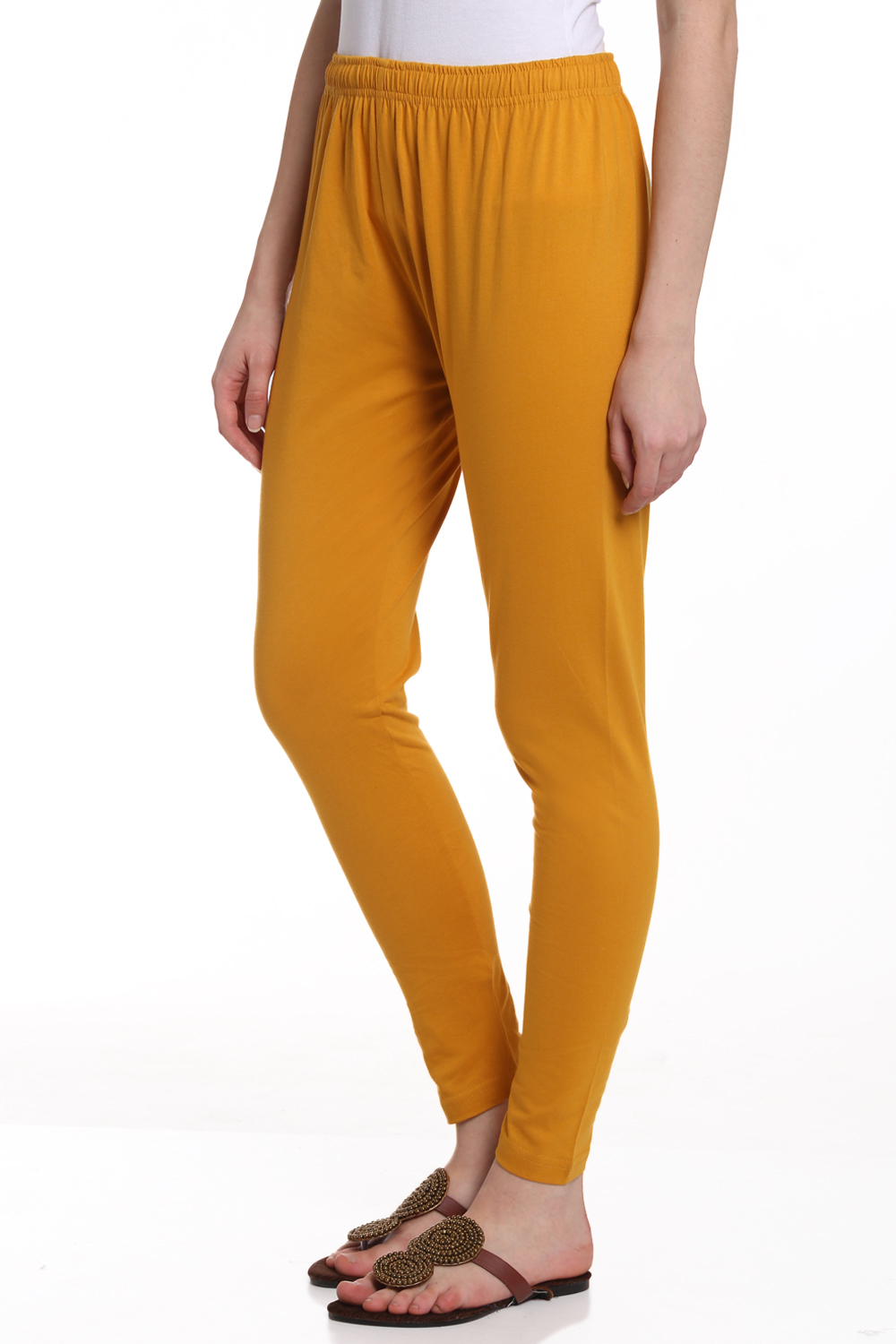 Mustard Cotton Leggings image number 2