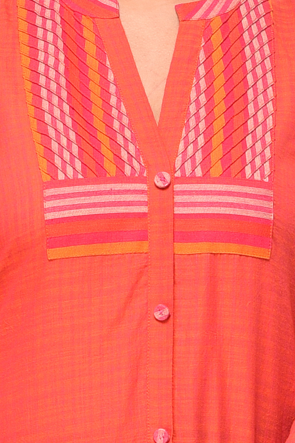 Orange Straight Cotton Kurta image number 4