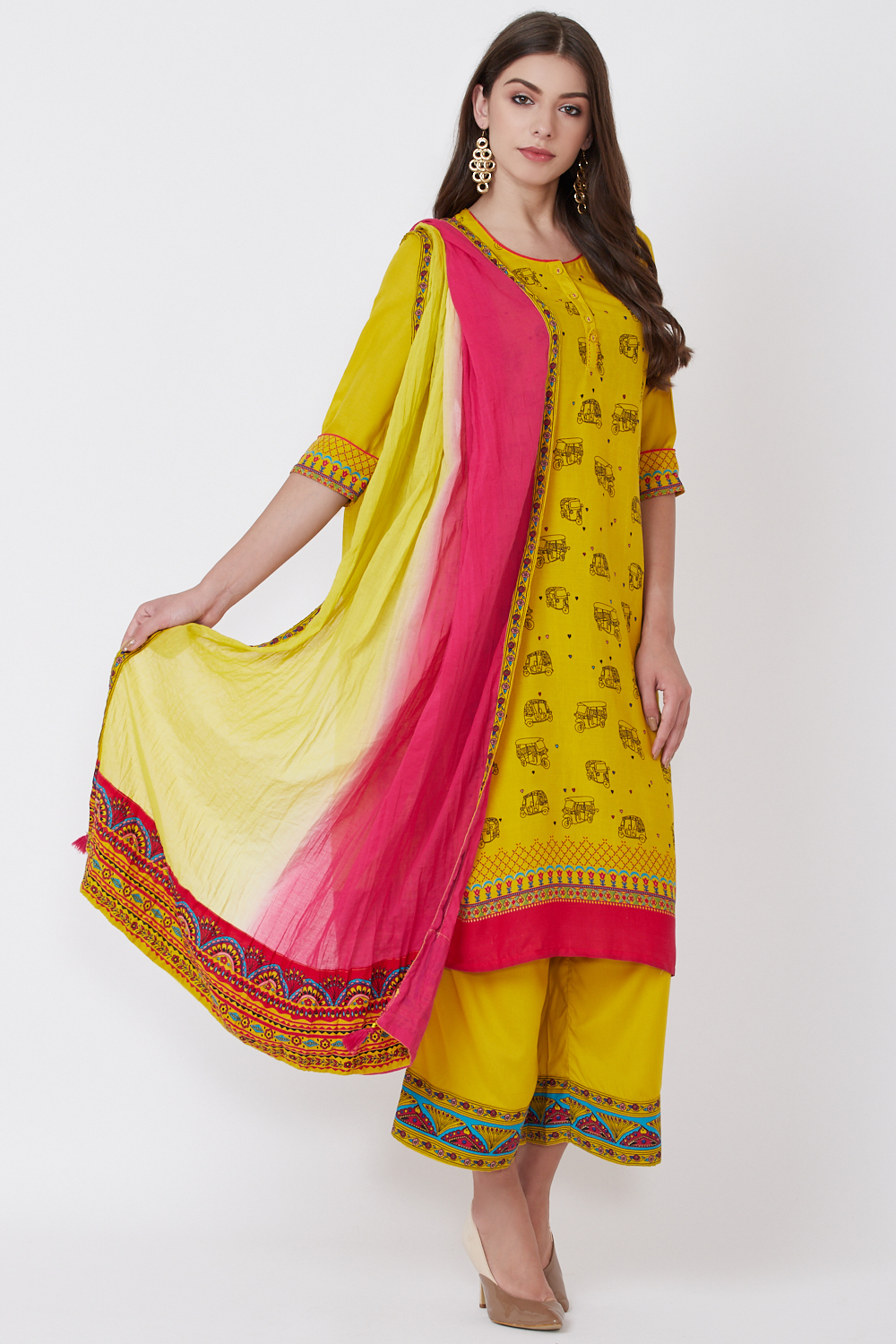 Yellow Viscose Rayon Straight Kurta image number 4