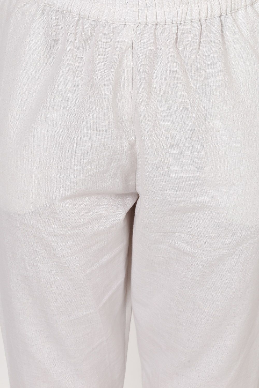 White Cotton Slim Pants image number 1