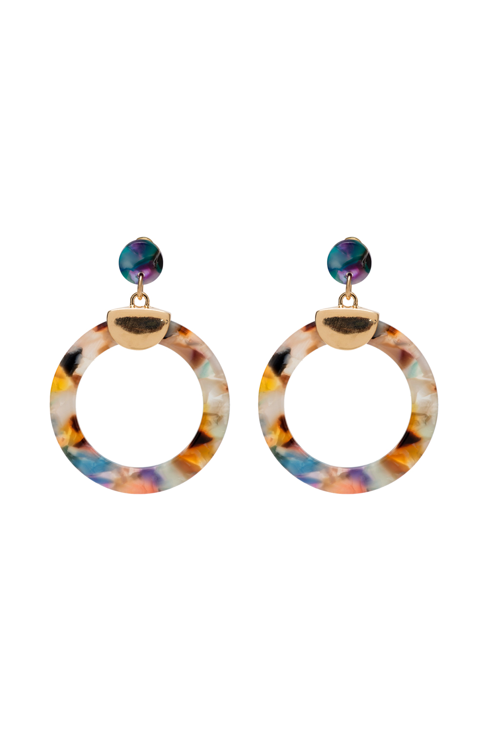 Multi Color Metal Brass Dangler Earrings image number 1