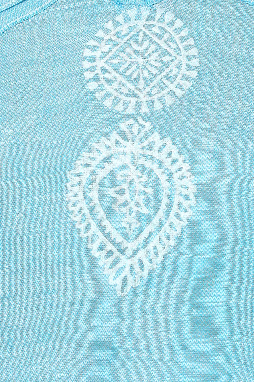 Blue Flared Poly Cotton Indie Top image number 1