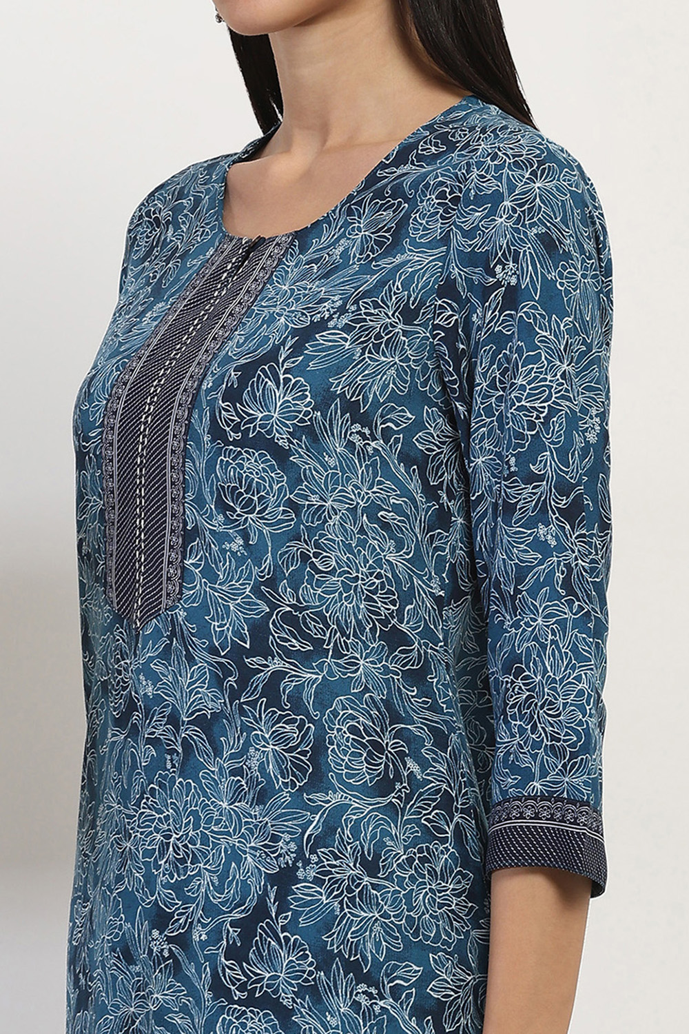 Blue Viscose Straight SET image number 1