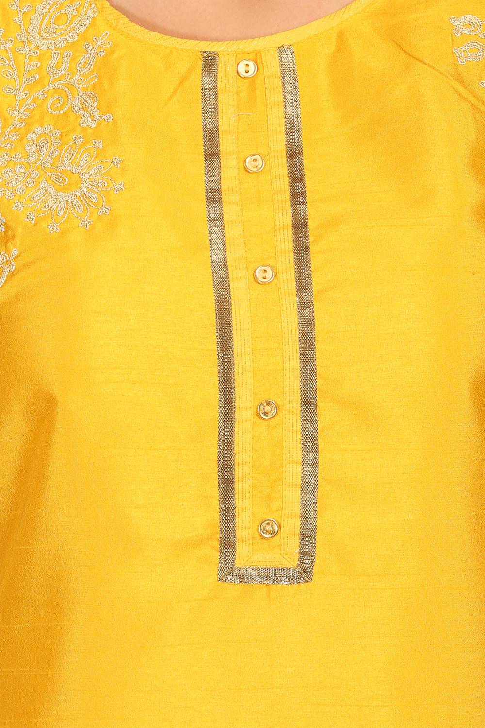 Yellow Straight Cotton Indie kurta image number 4