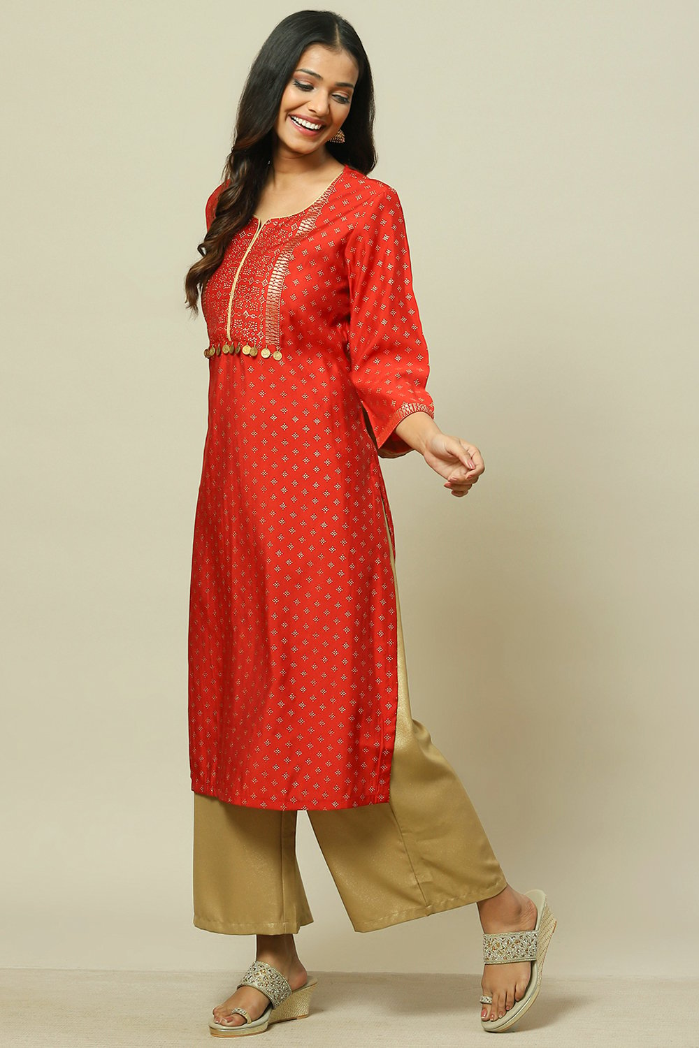 Green LIVA Straight Kurta image number 2