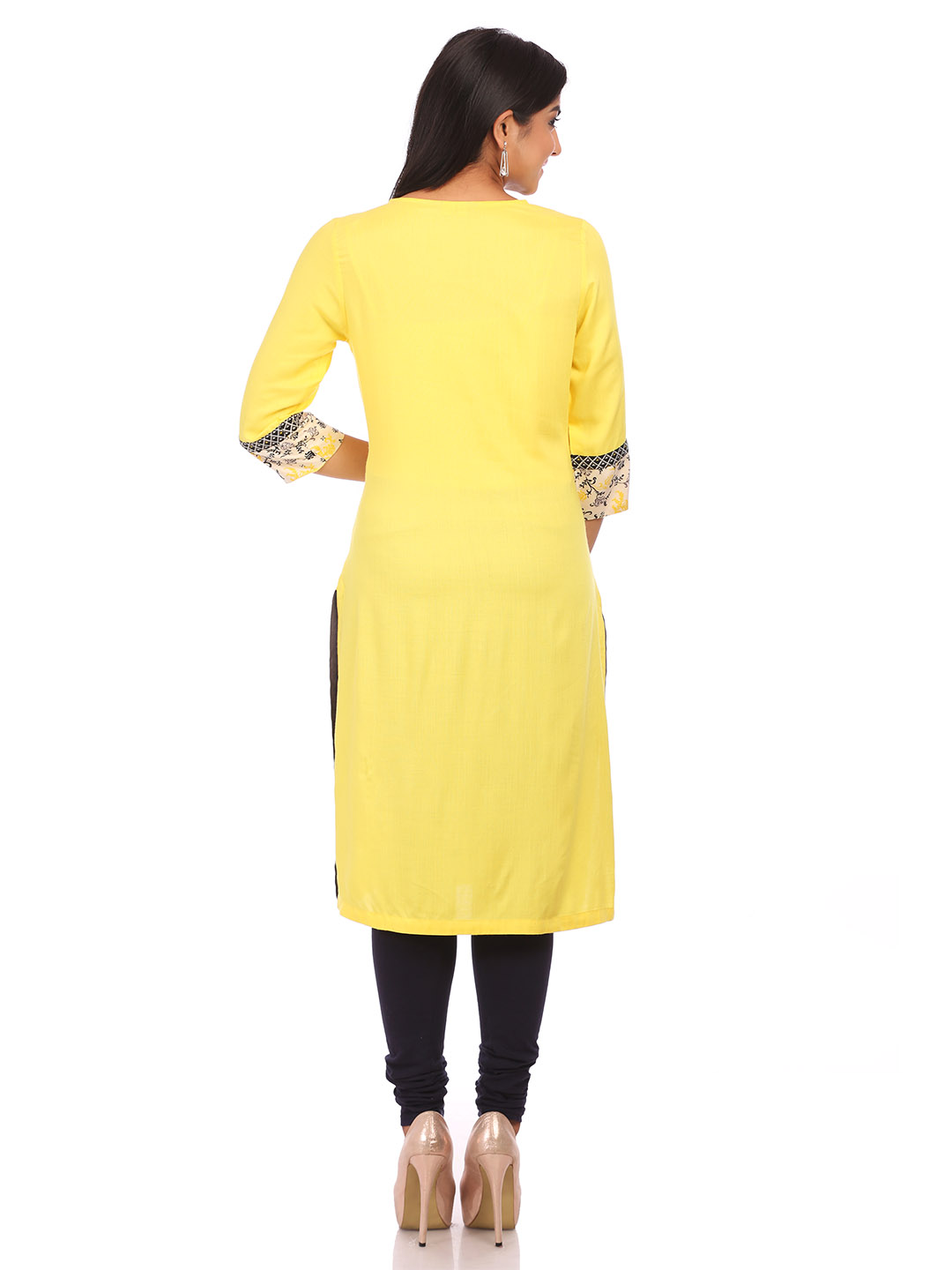 Yellow Cotton Straight Kurta image number 1