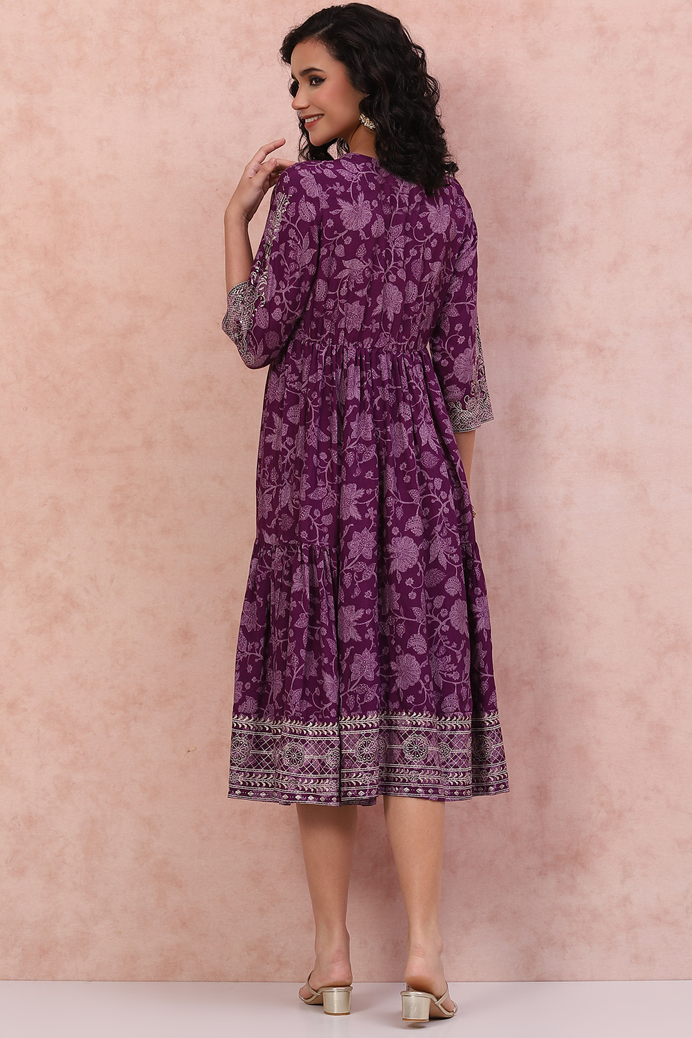 Purple LIVA Tiered Dress image number 4