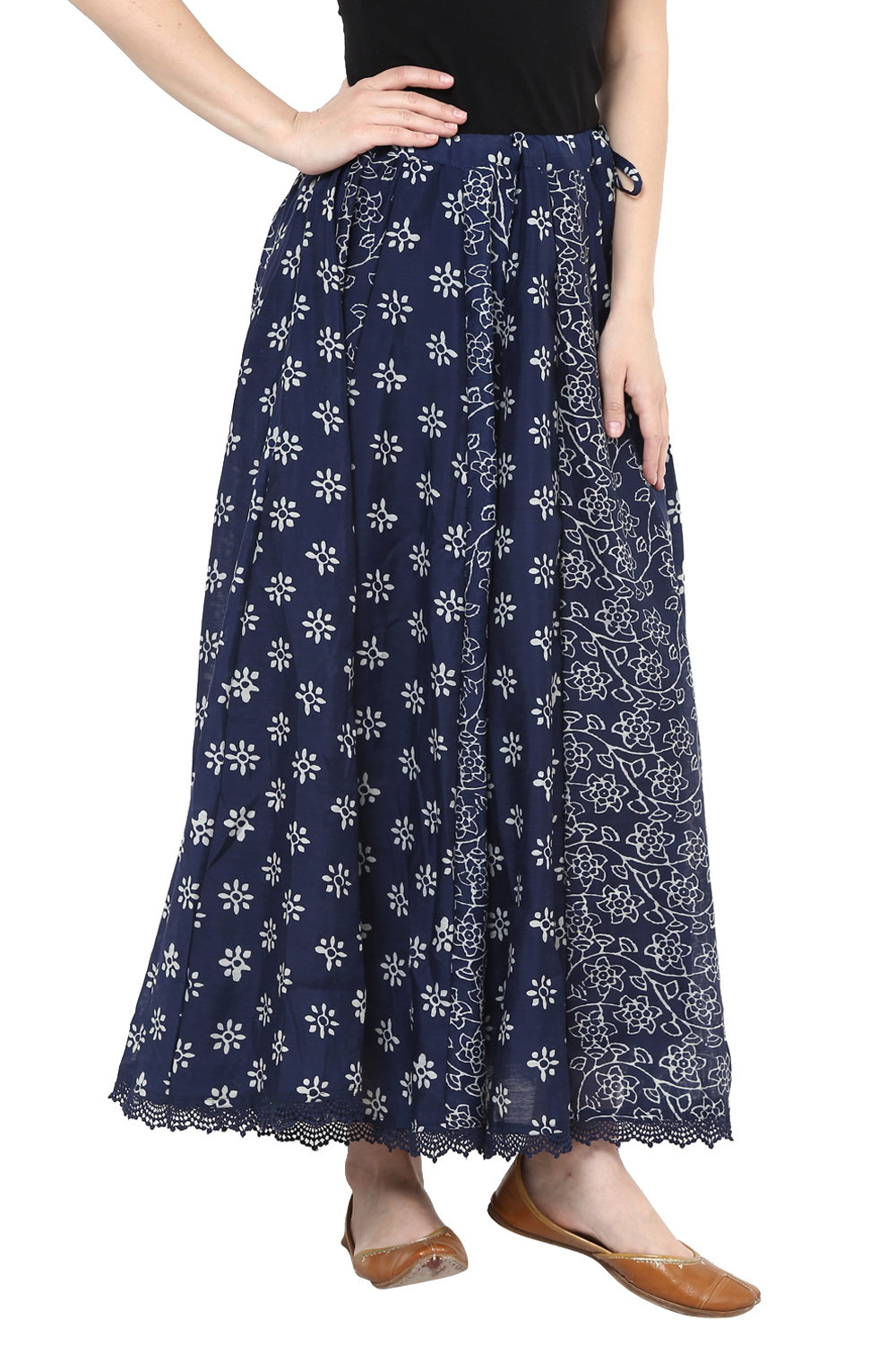 Indigo Poly Chanderi Skirt image number 2