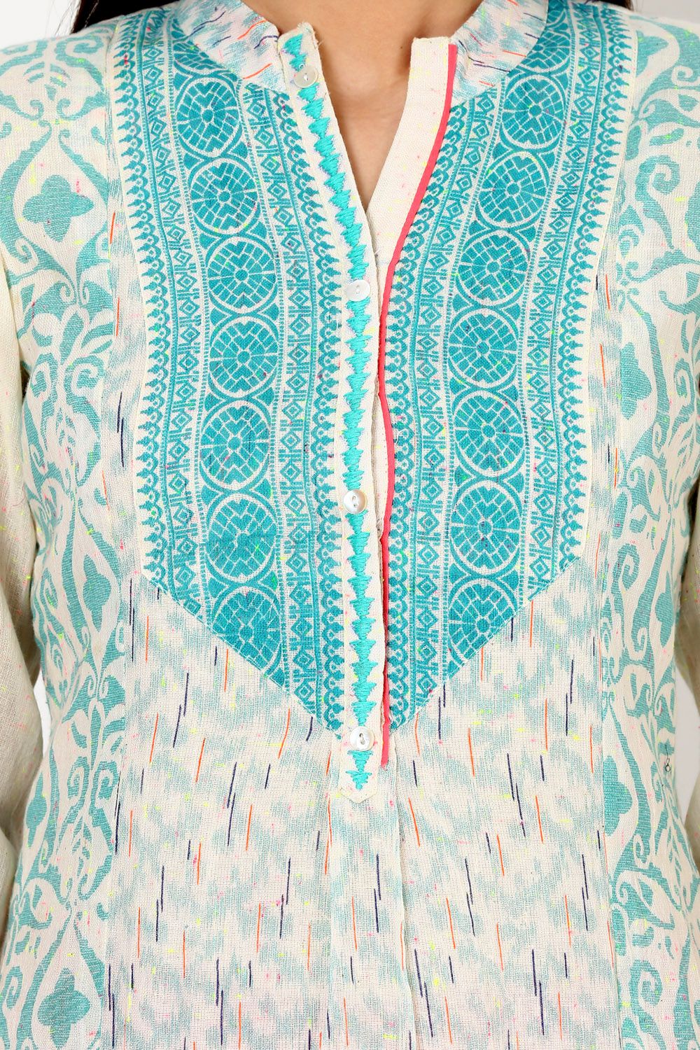 Teal Green Straight Gauge Kurta image number 4