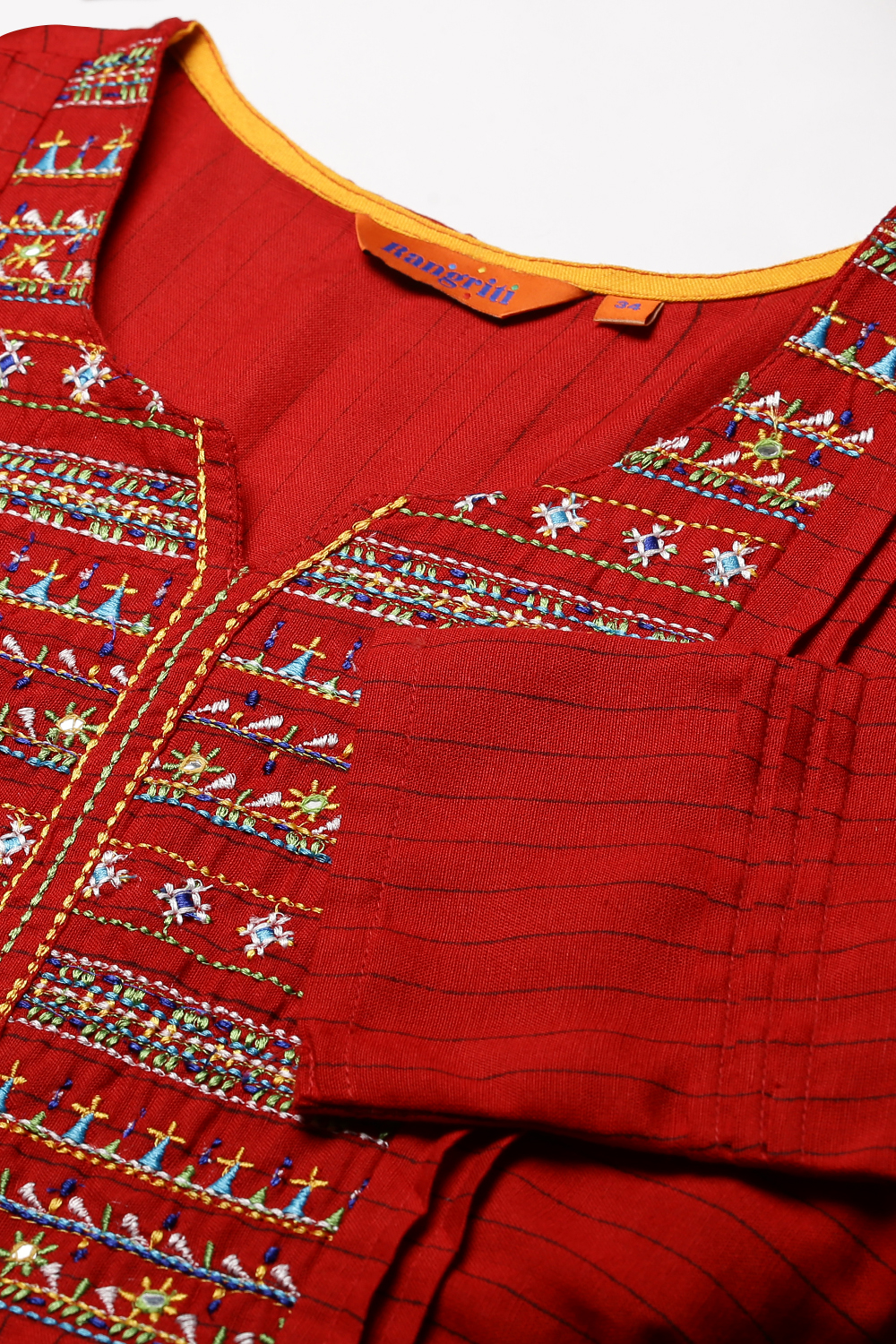 Red Viscose A Line Kurta image number 1