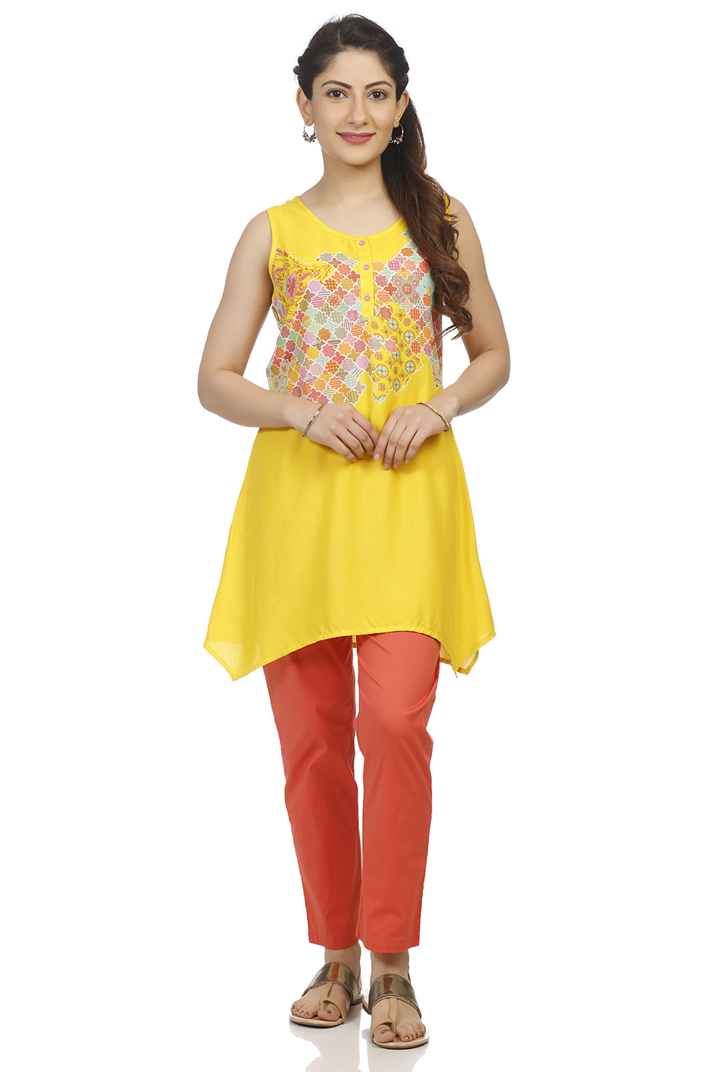 Yellow Short Top Viscose Rayon Indie Top image number 0